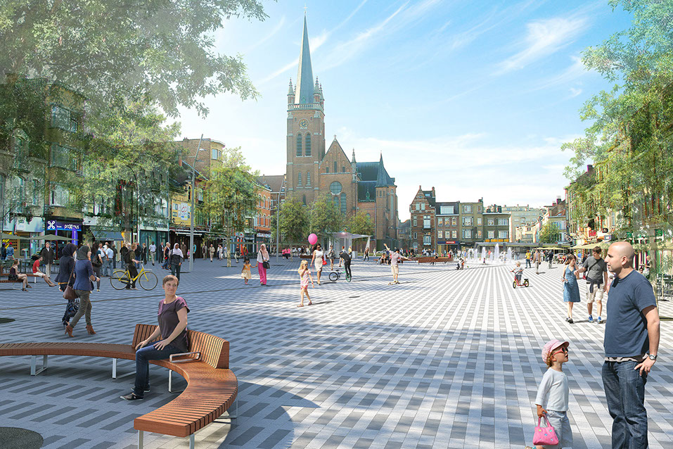 Afbeelding van Koninging Astridplein in Jette ofte Spiegelplein - Image de la place Reine Astrid à Jette dit Place du Miroir